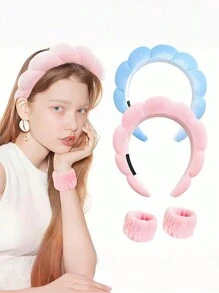 3 件套卸妆头带、洁面腕带、丝瓜络扭头带、多色时尚发饰