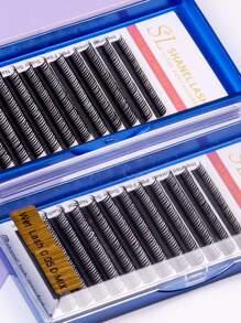 12 Reihen nasse Anime-Stil Manga Wimpernverlängerungen 0,07/0,05 D Curl 8-15mm nasser Look Wimpern A-Form Cosplay Manga Spitzen weiche Wimpern Nerz flauschig Einzelne Russische Volumen Natürliche Vorbereitete Volumen Fächer Falsche Wimpern Zubehör Cilios für Profis