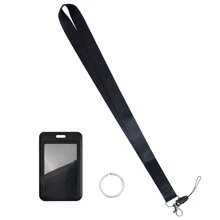 黑色教师挂绳，带证件套，可爱颈带挂绳，可挂钥匙、钥匙链、信用卡、通行证、手机挂饰等，配有金属钥匙环，是送给教师、学生、教职工的绝佳礼物，也可作为汽车配件、包包挂饰、哥特风Y2K风格挂绳，带证件套，是送给朋友、姐妹的理想礼物。 - 彩色 - 查看 2