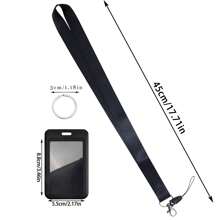 黑色教师挂绳，带证件套，可爱颈带挂绳，可挂钥匙、钥匙链、信用卡、通行证、手机挂饰等，配有金属钥匙环，是送给教师、学生、教职工的绝佳礼物，也可作为汽车配件、包包挂饰、哥特风Y2K风格挂绳，带证件套，是送给朋友、姐妹的理想礼物。 - 彩色 - 查看 4