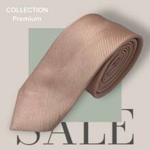 Slim Plain Twill Social Tie With Fine Lines - Dusty Pink - View 2