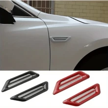 1 Pair Adjustable Car Engine Cover Air Flow Side Vent Wing Decor Sticker - 3D ABS Shark Gill Decor For Automotive Body - Multicolor - View 4