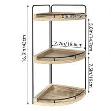 Superlele 3 Tier Corner Bathroom Counter Organizer, Rustic Bathroom Organizer, Wood Countertop Storage Tray For Vanity, Kitchen, Bedroom Back To School