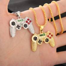 1pc Fashionable Stainless Steel Pendant Necklace With Gemstone Inlaid Game Controller Shape Pendant, A Must-Have Item For Gamers, Suitable For Both Men And Women; A Great Choice Of Gift For Friends On Special Occasions Such As Valentine's Day, Birthdays, Or Roommates Gifts.,Mom,Mother,Mother's Day,Gift