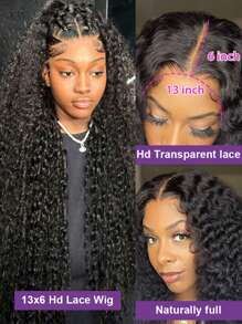 CEXXY Pelucas rizadas de 200 de 30 a 40 pulgadas con encaje frontal HD de 13x6, peluca de cabello humano suelto, onda profunda, cabello crudo Remy brasileño prearrancado para mujeres