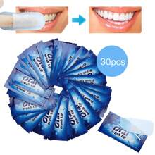 Finger Teeth Wipes,Mint Flavor Disposable Oral Brush Ups (Dark Blue, 30pcs)Oral Finger Wipes Teeth Whitening Wipes Oral Cleaning Wipe Non-Sensitive Helps Remove Smoking/Coffee/Soda Stain Effective No Gum Irritation Instant Smile Fresh Breath