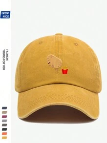 1pc Amusing Potato And Fries Graphic, Unisex Print Baseball Cap, Breathable, Adjustable Size, Humorous Pop Art Truck Driver Hat, Brimmed Pop Pop, Fun Gift, Casual Sunshade Hat For Men & Women, Valentine's Day Gift