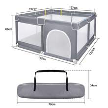 VA-Cerulean Playpen Baby Playpen Gate With Non-Slip Base And Breathable Net And 50 Balls, Stable Barrier Activity Center For Children, Dark Gray Black - 127 X 127 cm Dark Gray - View 2