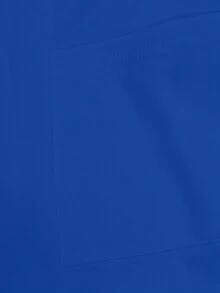 纯色前拉链双口袋实验室外套 - 藍色 - 查看 9