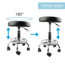 Adjustable Height Stool Swivel 360° Chair Office Round Desk Computer Bar Stool Soft, Black/White/Brown - Black - View 1