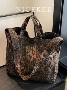 Sac de transport en canevas imprimé léopard pour femmes, sac polyvalent à capacité importante, pratique pour la main et l'épaule, sac à bandoulière de maman. Convient pour sortir, pour un rendez-vous, pour le shopping, pour assortir au quotidien, pour offrir des cadeaux, pour le bureau. Sac à imprimé guépard pour femmes, le retour du léopard