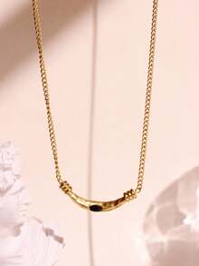 1 件不锈钢黑色/棕色正品虎眼石新月吊坠项链，简约优雅防水珠宝，秋冬时尚复古女士配饰 - 彩色 - 查看 8