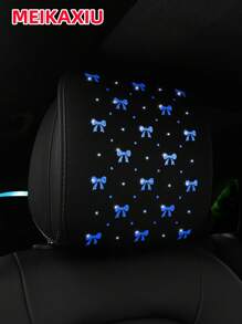 MEIKAXIU 1 件闪亮美丽蝴蝶结 Blingbling 柔软面料汽车头枕套，可拆卸头枕套，舒适的汽车内饰配件，女性通用尺寸 - 均碼 - 查看 4