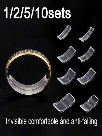 树脂戒指调节器，隐形戒指尺寸垫，适用于松动的戒指，适合所有手指尺寸。隐形戒指尺寸调节器，适合松动的戒指 - 多种手指尺寸可选，舒适且具有保护作用。可调节透明紧固器，尺寸调节工具，珠宝保护器，适合松动的戒指。戒指调节器适用于任何戒指，多种尺寸可选。女士戒指调节器。