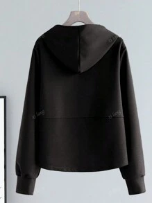 Solid Color Casual Long Sleeve Loose Fit Hoodie