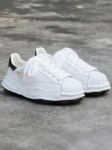 Fashionable Mmy  Shell Toe Platform Canvas Sneakers, Unisex Street Style Athletic Shoes - White - View 3