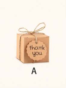 10pcs Kraft Paper Pillow Candy Boxes, Foldable Gift Boxes With Jute Ropes, Suitable For Wedding, Party, Birthday, Holiday (With Cards), Valentine's Day - Multicolor - View 8