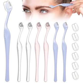 Eyebrow Razor Mini Eyebrow Razor Trimmer Female Face Shaver Lip Hair Remover With Precision Cover Small Eyebrows Shaver For Women Makeup Face Care Tools (Clear, Clear Purple, Light Blue)