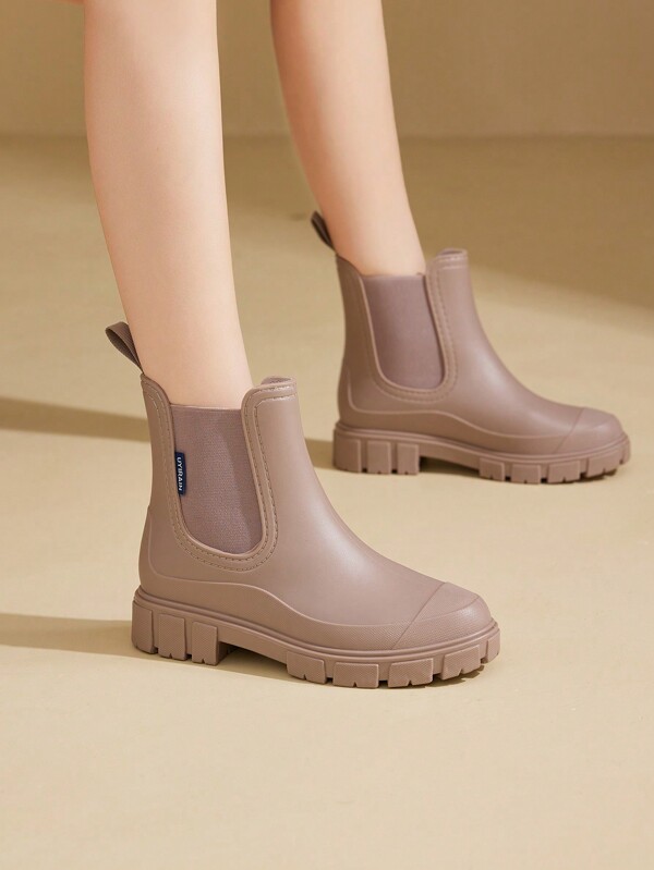 Dames effen waterdichte regenlaarzen, NewStyle modieuze ronde neus laarzen voor buiten, antislip regenlaarzen voor vrouwen en meisjes