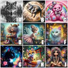 1pc Pictures By Numbers Wolf Bear Cat Animal Paint Kit For Adults Old Woman Portrait Girl Painting By Numbers Handmade Gift - Multicolor - View 3