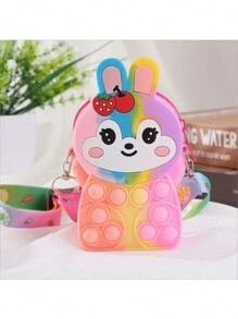 Bolsa mensageiro de silicone com animais fofos, porta-moedas, mini bolsa de aperto com liberação de pressão dos dedos - à prova d'água, bolsa de armazenamento