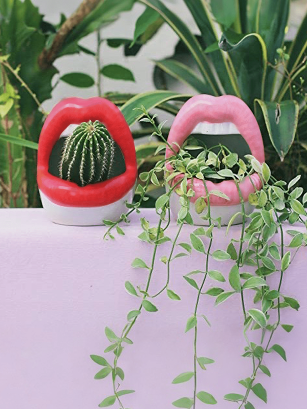 Plant Pot Ceramic Planter Creative Succulent Planter Sexy Red Lip Planter For Indoor&Outdoor Flower Pot,Mini Garden Pots Set Of 1 Gifts Birthday Graduation,Garden Decor,Outdoor,Planter,Plant Pot,Gardening