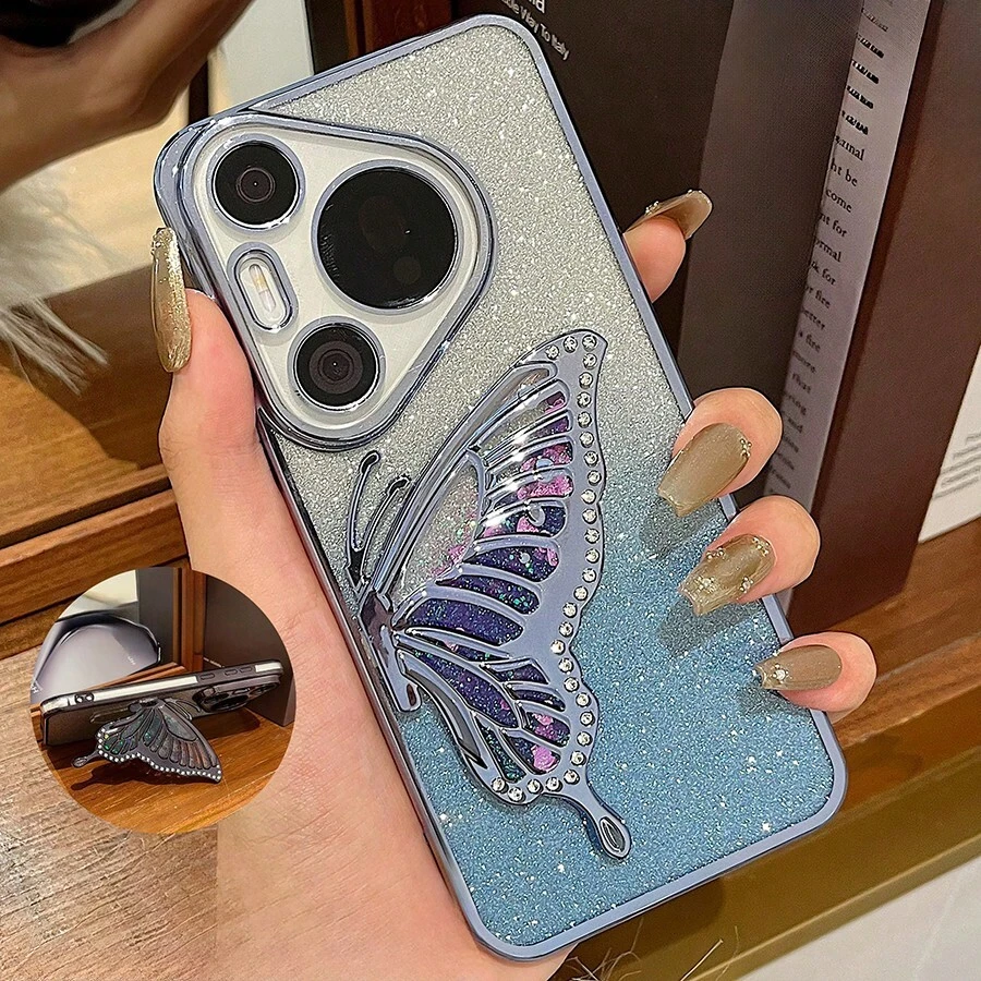 1个高品质电镀渐变闪粉珠翼防震手机壳,兼容 17/6/7/8/X/XS/XR/11/12/13/14/15/16e、Galaxy S22/S23/S24/S25、A04/05/06/A07/A17/A14/A15/A16/A24/A25/A34、小米Note 7/8/9/10/11/12/13/14、小米A5/A3/9/10/12/13C,兼容MOTO、荣耀、HW,兼容Reno 7 - 藍色 - 查看 1