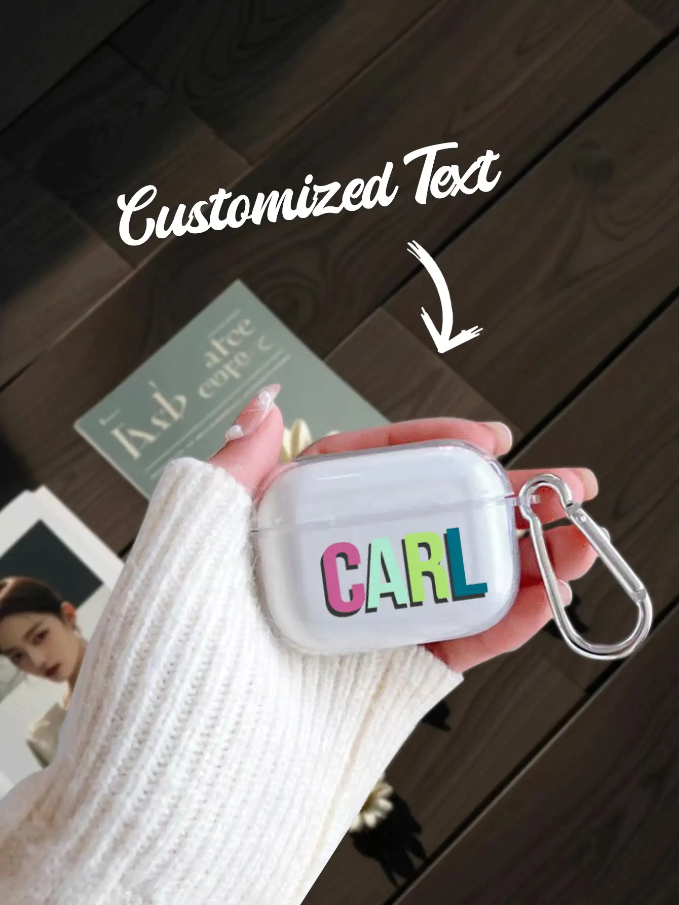 1 pieza Funda personalizada con texto/nombre compatible con  1/2,  Pro,  3,  4 - transparente - Ver 2