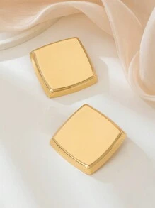 1 paire de boucles d'oreilles de style français lisses avec un design de bloc géométrique, cadeau pour femmes