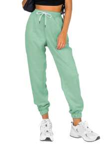 hoteel Women's Belted Sweatpants High Waisted Active Jogging Pants - 綠色 - 查看 1