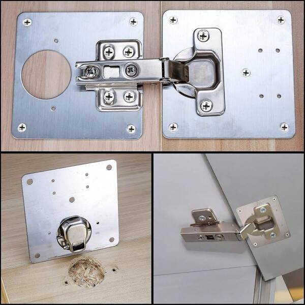 20 pièces plaques de réparation de charnières d'armoire, plaques de réparation de porte d'armoire de cuisine avec trous, plaques plates dissimulées en acier inoxydable avec vis pour portes d'étagères en bois