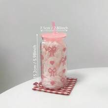 1 stuk modieuze 16oz roze plastic beker met strik, deksel en rietje, perfect voor ijskoffie en smoothies. Ideaal cadeau voor vrouwen en zussen. Geschikt voor kantoor, thuiskantoor, de start van het schooljaar en een waterbeker voor studenten.