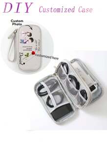 1pc Customized Cable Organizer Pouch - Can Be Customized With Your Unique Design (Photo, Name, Illustration) For Mobile, Digital Electronics, Power Bank, Charger, U Disk, Earphone Storage