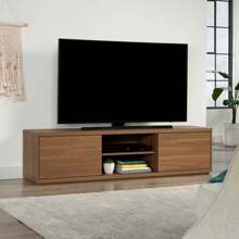 Mainstays Westley Sliding Door TV Stand For TVs Up To 75", Warm Walnut Finish