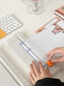 1 pieza Cortador de escritorio portátil deslizante (Adecuado para estudiantes) Mini cortador de papel A4 Cortador de fotos plegable y deslizante conveniente Cortador de papel de plástico de oficina - Multicolor - Ver 1