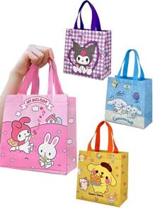 Sanrio 1/4/6/12 pièces Sac Kuromi Sanrio, Anime My Melody Cinnamoroll, grand sac fourre-tout en tissu non tissé imprimé, idéal pour ranger des livres, cadeaux kawaii pour les vacances