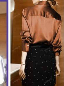 Blusa casual de mujer de un solo pecho de unicolor y manga larga