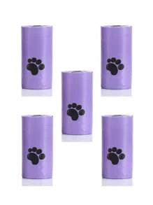 Available In 2 Sizes: 5 Rolls/75pcs And 10 Rolls/150pcs, Polyethylene Pet Poop Bags, Leakproof Dog Waste Bags Refill, With Paw Print Pattern, Suitable For Outdoor Walking And Animal Waste Disposal, Pet Cleaning Supplies