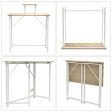 Tavolo per computer pieghevole, piccolo tavolo per computer pieghevole per studiare e lavorare in camera da letto o in soggiorno, 80x45x74 cm, stile moderno, robusta struttura in metallo, nero/bianco/rovere