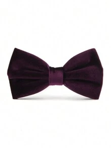 1 pieza Corbatín de hombre de poliéster sólido de terciopelo de alta gama, para boda, fiesta, banquete, atuendo formal, otoño/invierno