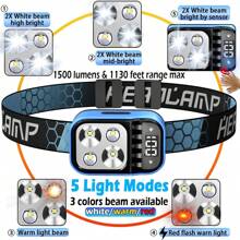 2PACK LED Rechargeable Headlight,1200 Lumen Ultra-Light Bright,Headlamp Flashlight - Black - View 3