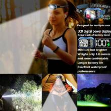2PACK LED Rechargeable Headlight,1200 Lumen Ultra-Light Bright,Headlamp Flashlight - Black - View 9