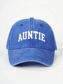 1pc Printed "Auntie" Washed Baseball Cap, Adjustable Outdoor Sun Protection Casual Hat, Suitable For Travel, Beach Holiday, Y2K Style For Young People