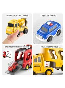 儿童玩具消防车双层仓储货车工程车警车仿真玩具汽车模型套装男孩女孩礼物 - 彩色 - 查看 10