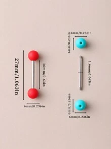 15pcs Multi-Color Acrylic Matte Finish Hypoallergenic Stainless Steel Tongue Rings, Suitable For Halloween, Festivals And Party Wear For Sexy Ladies