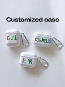 1 pieza Funda personalizada con texto/nombre compatible con  1/2,  Pro,  3,  4 - transparente - Ver 3
