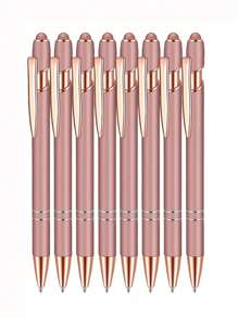 12/8/4/2pcs 2-In-1 Rose Gold Metal Stylus Ballpoint Pen With 1.0mm Black Ink For Touch Screen Devices Back To School