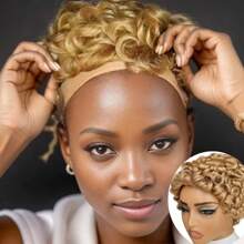 短卷发人发假发 精灵短发雷米短发假发 人发 150% 密度卷发假发 全机器制作精灵短发假发 - S30 - 查看 1