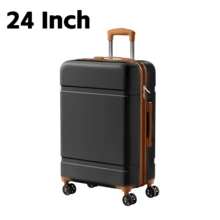 Luggage Hardside Lightweight Suitcase ABS+PC With Spinner Wheels Four Plastic Foot Pads Adjustable Handle Checked Carry On - BlackBrown - View 4