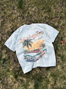 Men's Solid Color Crew Neck Short Sleeve Casual Loose T-Shirt - White - View 1